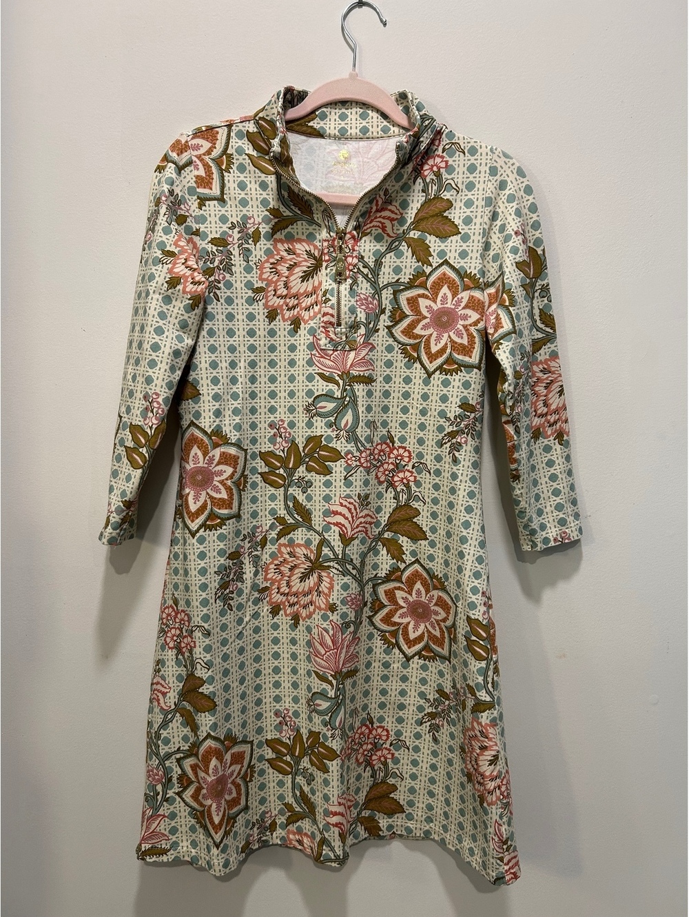 Spartina Floral Patterned Dress with Zip Collar, Size Small